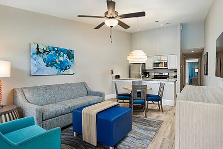 Sample one-bedroom villa living area