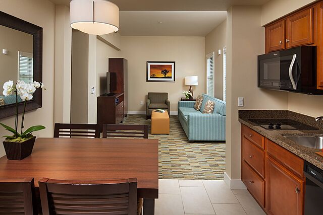 Sample Living area in smaller one-bedroom and two-bedroom villas.