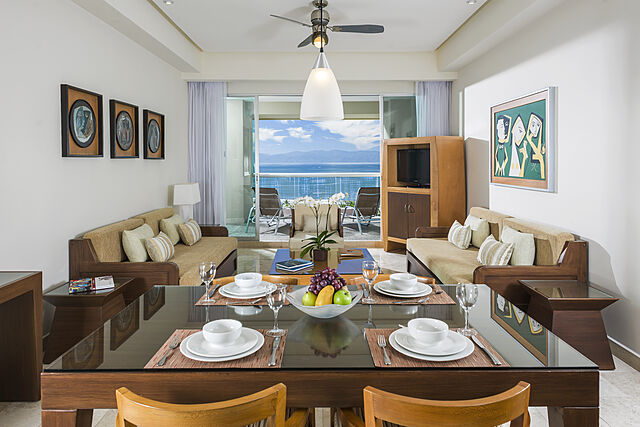 Sample suite living and dining area
