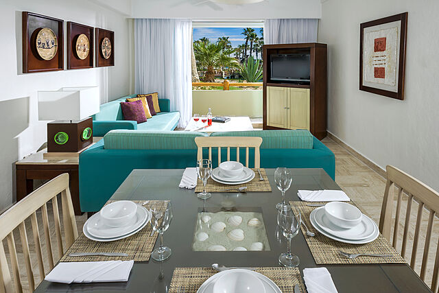 Living area in one- and two-bedroom suites