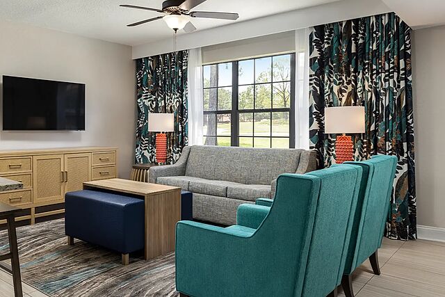 Sample two-bedroom living area