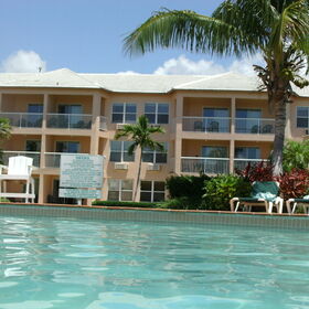 View of one of the buildings from the pool