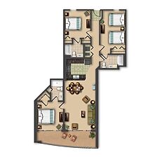 Hilton Grand Vacations at Anderson Ocean Club — Sample Three-bedroom Unit Floorplan