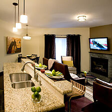 Grande Rockies Resort — Living Area and Kitchen