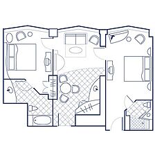 The Hilton Club New York &mdash; Two-bedroom unit sample floorplan