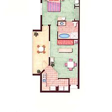 Waterside by Spinnaker &mdash; Sample One-Bedroom Floor Plan