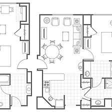 Marriott's Grand Chateau — 2 Bedroom Villa (Kings) Floorplan