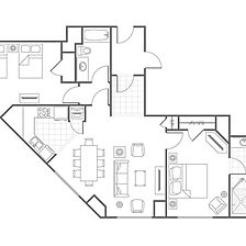 Marriott's Grand Chateau &mdash; 2 Bedroom Villa (Doubles) Floorplan