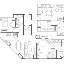 Marriott's Grand Chateau — 3 Bedroom Villa Floorplan