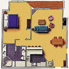 Grand Timber Lodge — One-Bedroom Residence Floorplan