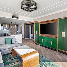 Elara by Hilton Grand Vacations — One-Bedroom Premium Suite Living Area (Hilton Club)