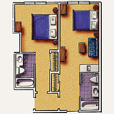 Grand Timber Lodge — 1 Bedroom Unit (two-room kitchenette) Floorplan