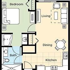Club Wyndham National Harbor — Sample 1 Bedroom Deluxe Floorplan