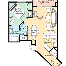 Club Wyndham Nashville — Sample 1 Bedroom Deluxe Floorplan