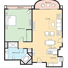 Club Wyndham Harbour Lights &mdash; Sample 1 Bedroom Suite Floorplan