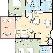 Club Wyndham Bonnet Creek Resort — 2 Bedroom Deluxe Floorplan