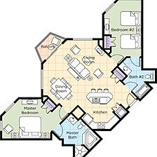 Club Wyndham National Harbor — Sample 2 Bedroom Presidential Floorplan