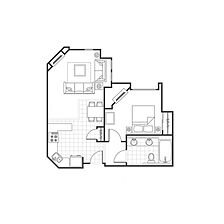 Marriott Grand Residence Club - Lake Tahoe — Sample One-bedroom residence floorplan