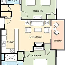 Club Wyndham Park City &mdash; Sample two-bedroom deluxe floorplan