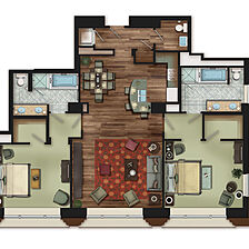 The Ritz Carlton Club, San Francisco &mdash; Two-bedroom residence floorplan