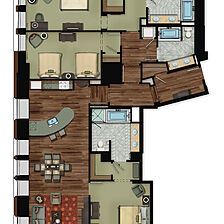 The Ritz Carlton Club, San Francisco &mdash; Three-bedroom residence floorplan