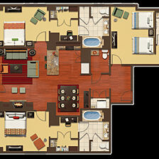The Ritz-Carlton Club, Lake Tahoe — Three-bedroom residence floorplan