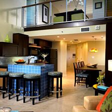 Living room with loft view