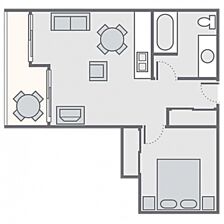 Pono Kai — 1-bedroom mini suite floorplan