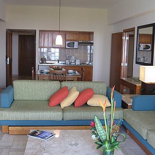 Mayan Palace at Vidanta Nuevo Vallarta — Sample living, dining, and partial kitchen in suites