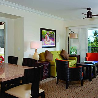 Marriott's Waiohai Beach Club — Sample Living Area (see below for unit-type specific photos)