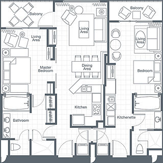 The Westin Lagunamar Ocean Resort Villas & Spa &mdash; 2 Bedroom Villa Floorplan