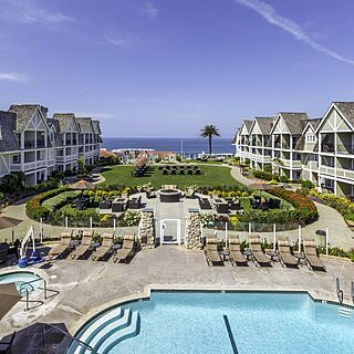 Carlsbad Inn Beach Resort — Grounds With Pool, Hot Tub and Firepits