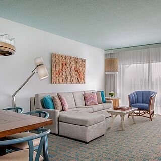 Marriott's Harbour Lake — Sample living area in one- and two-bedroom villas (furniture and finishes vary from tower to tower).