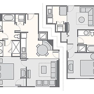 Bluegreen Club 36 — Two bedroom combined unit is one deluxe one-bedroom unit + one standard one-bedroom unit.