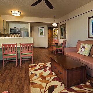Boulder Ridge Villas at Disney's Wilderness Lodge — Sample living area in one- and two-bedroom units