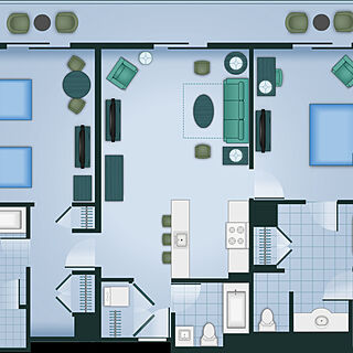 Disney's Animal Kingdom Villas - Kidani Village — Two-bedroom Villa Floorplan