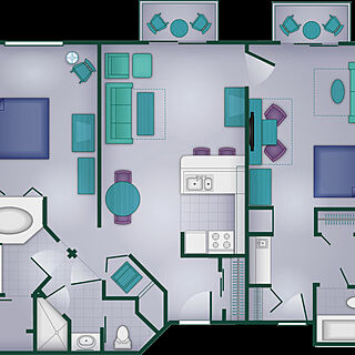 Boulder Ridge Villas at Disney's Wilderness Lodge — Two-bedroom lock-off floorplan