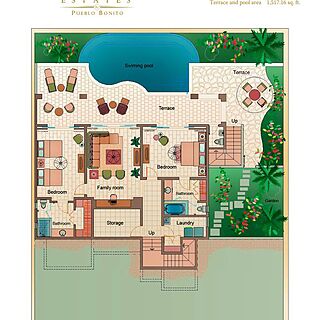 Montecristo Estates by Pueblo Bonito &mdash; Three-Bedroom Lower Level Floorplan
