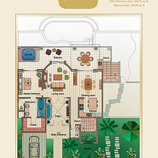 Montecristo Estates by Pueblo Bonito — Three-Bedroom Entrance Level Floorplan