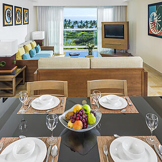 Mayan Palace at Vidanta Nuevo Vallarta — Sample living and dining area in suites