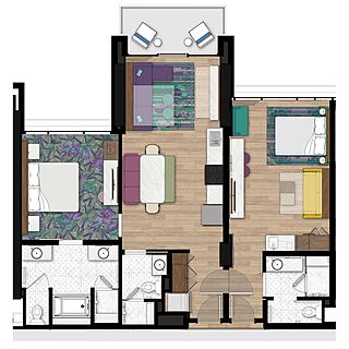 Villas at Disneyland Hotel — Two-Bedroom Floorplan