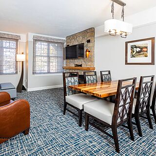 Marriott's Timber Lodge Tahoe — Sample Living and Dining Area With Fireplace (see below for unit-type specific photos)