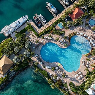 Harborside Resort at Atlantis — Overhead Pool and Dock View