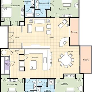 Club Wyndham Nashville — Sample 4 Bedroom Presidential Suite Floorplan