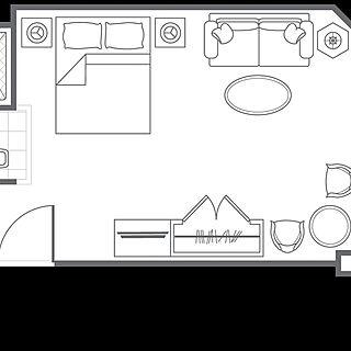 Marriott's Aruba Ocean Club — Studio Guest Room Floorplan
