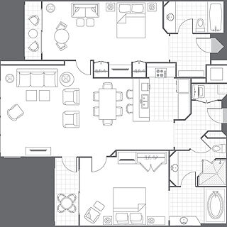 Marriott's Ocean Pointe — Typical 2 Bedroom Villa Floorplan