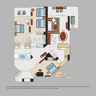 Hyatt Vacation Club at Ka'anapali Beach — 3 Bedroom Suite Floorplan