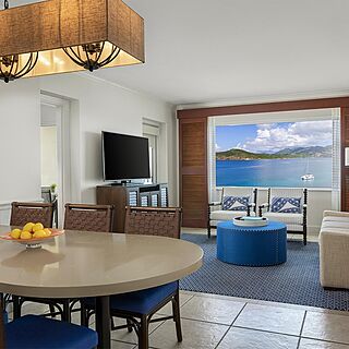 Marriott's Frenchman's Cove — Sample Living and Dining Area (see below for unit-type specific photos)