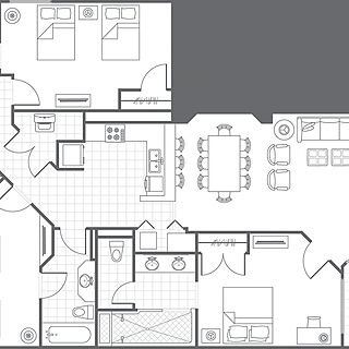 Marriott's SurfWatch &mdash; 3 Bedroom Villa Floorplan