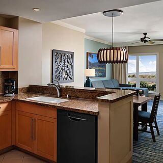 The Westin Kaanapali Ocean Resort Villas North — Sample Kitchen and Living Area
